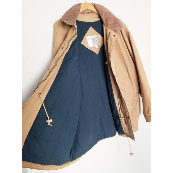 John Ashford Barn Jacket Chore Coat XL Leather Collar Utility Drawstrings Warm - Picture 13 of 16